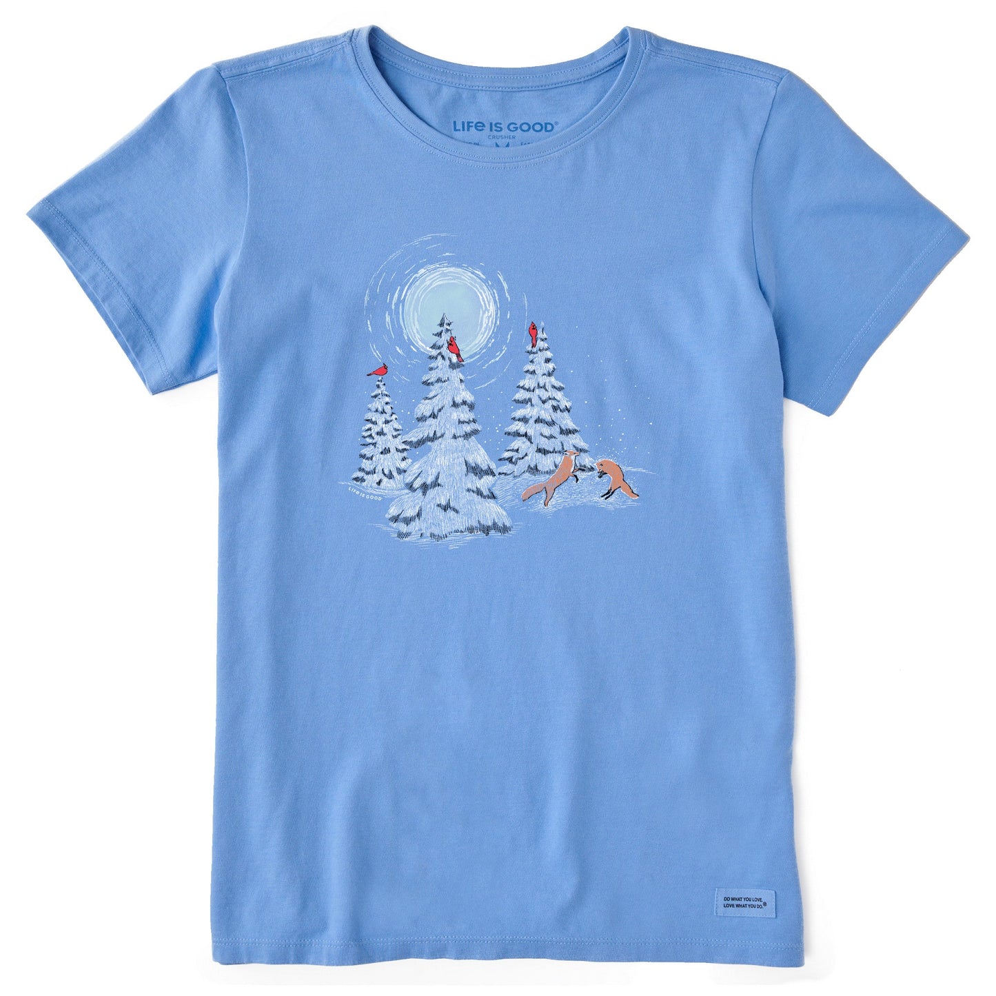 Women's Cardinals Snowy Trees Foxes Short Sleeve Crusher Tee
