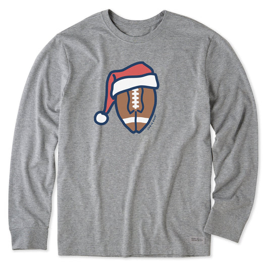 Men's Santa Football Long Sleeve Crusher Tee