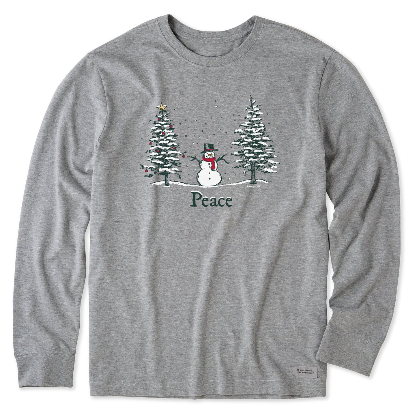 Men's Peace Trees Snowman Long Sleeve Crusher Tee