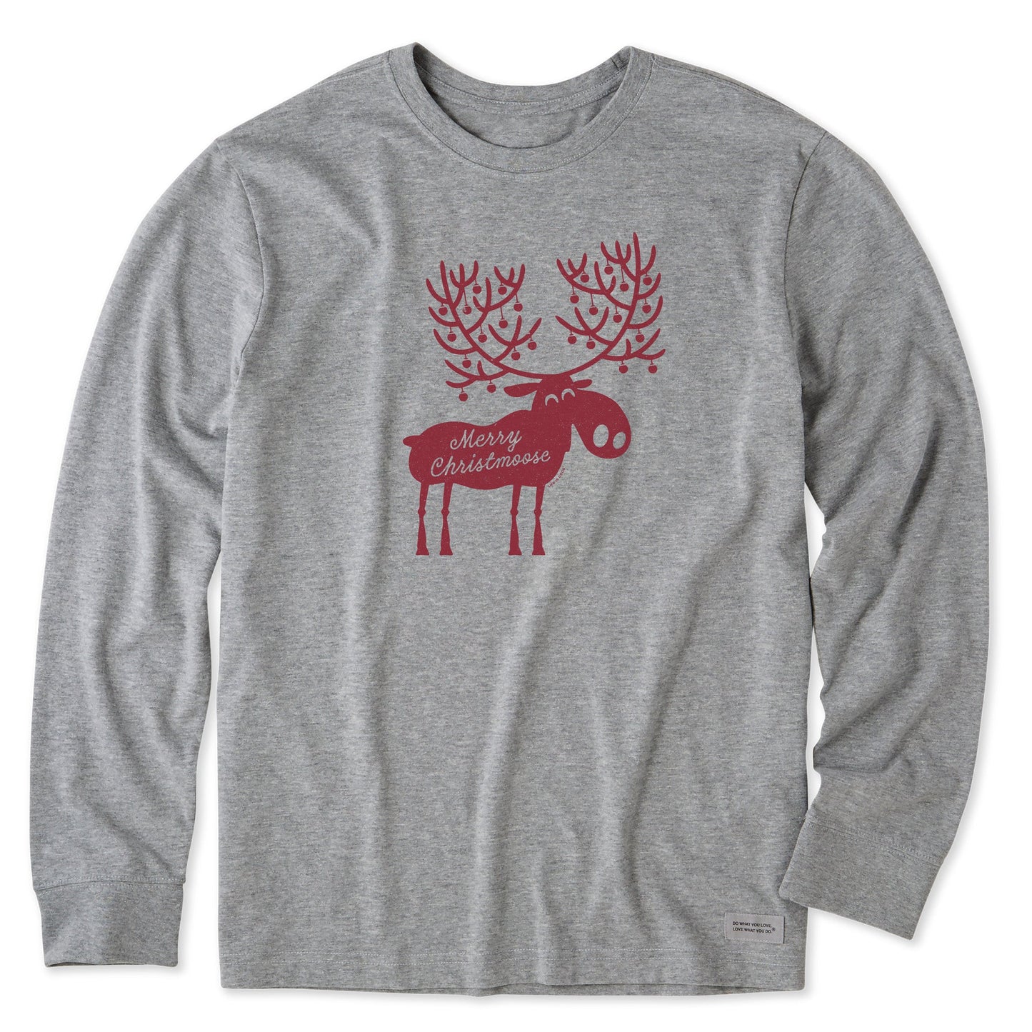 Men's Merry Christmoose Antlers Long Sleeve Crusher Tee
