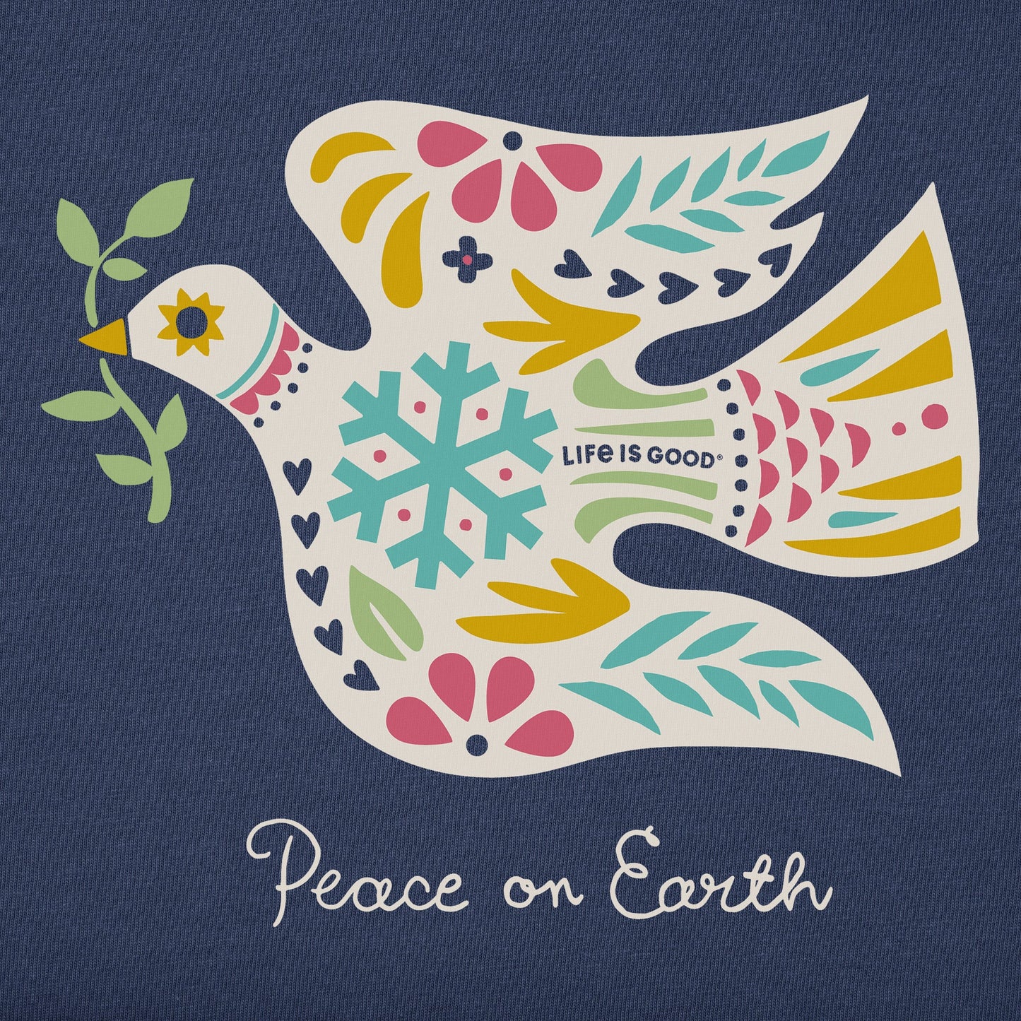 Women's Folkie Peace on Earth Dove Long Sleeve Crusher Vee