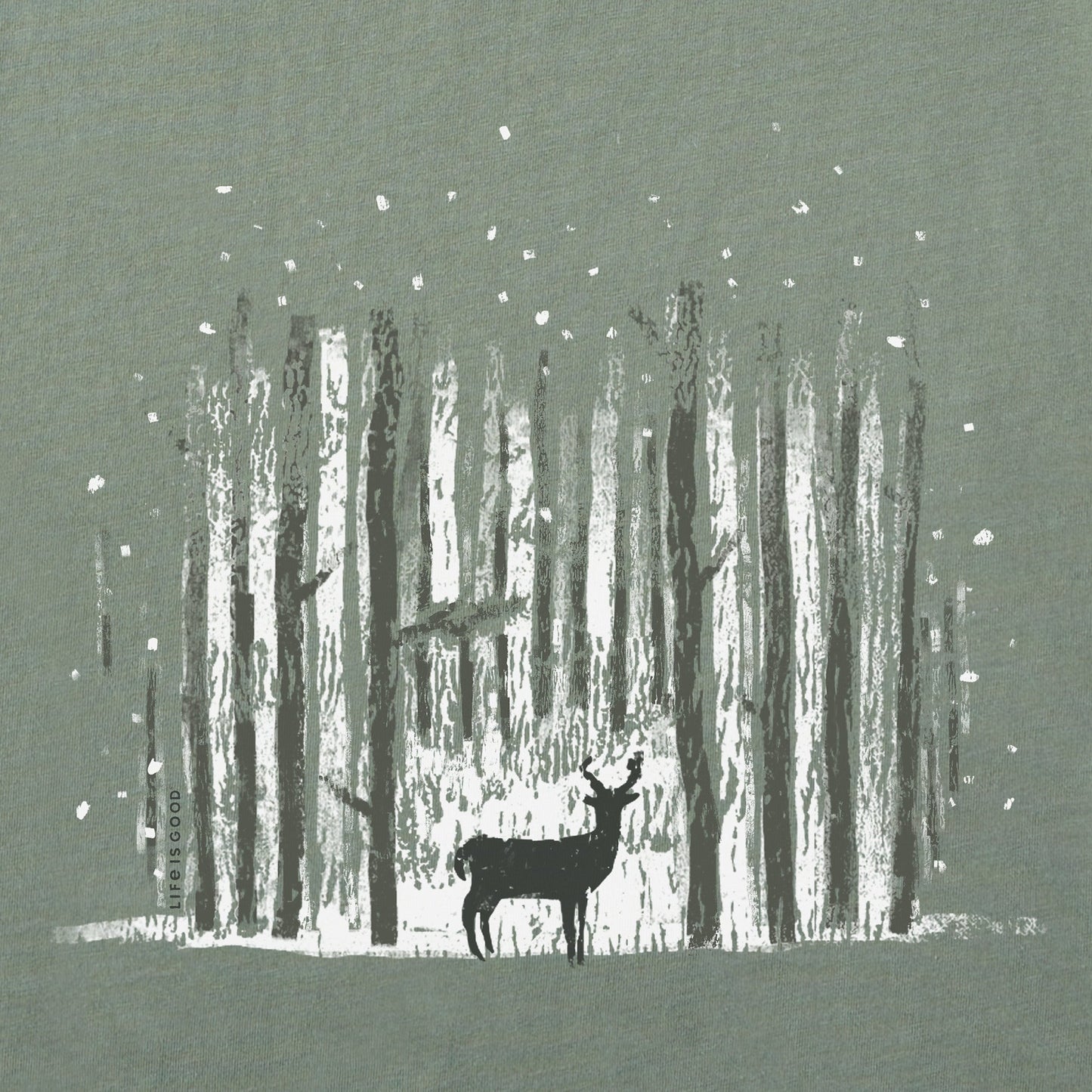 Men's Magic Deer in Snowy Woods Long Sleeve Crusher Tee