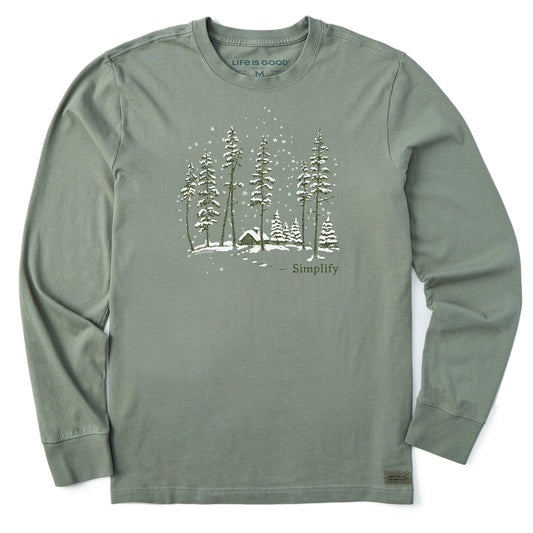Men's Simplify Snowy Cabin Long Sleeve Crusher Tee