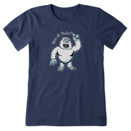Women's We're All Misfits Snow Monster Short Sleeve Crusher Tee