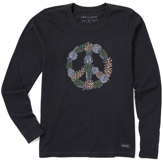 Women's Pine Cone Peace Sign Long Sleeve Crusher Tee