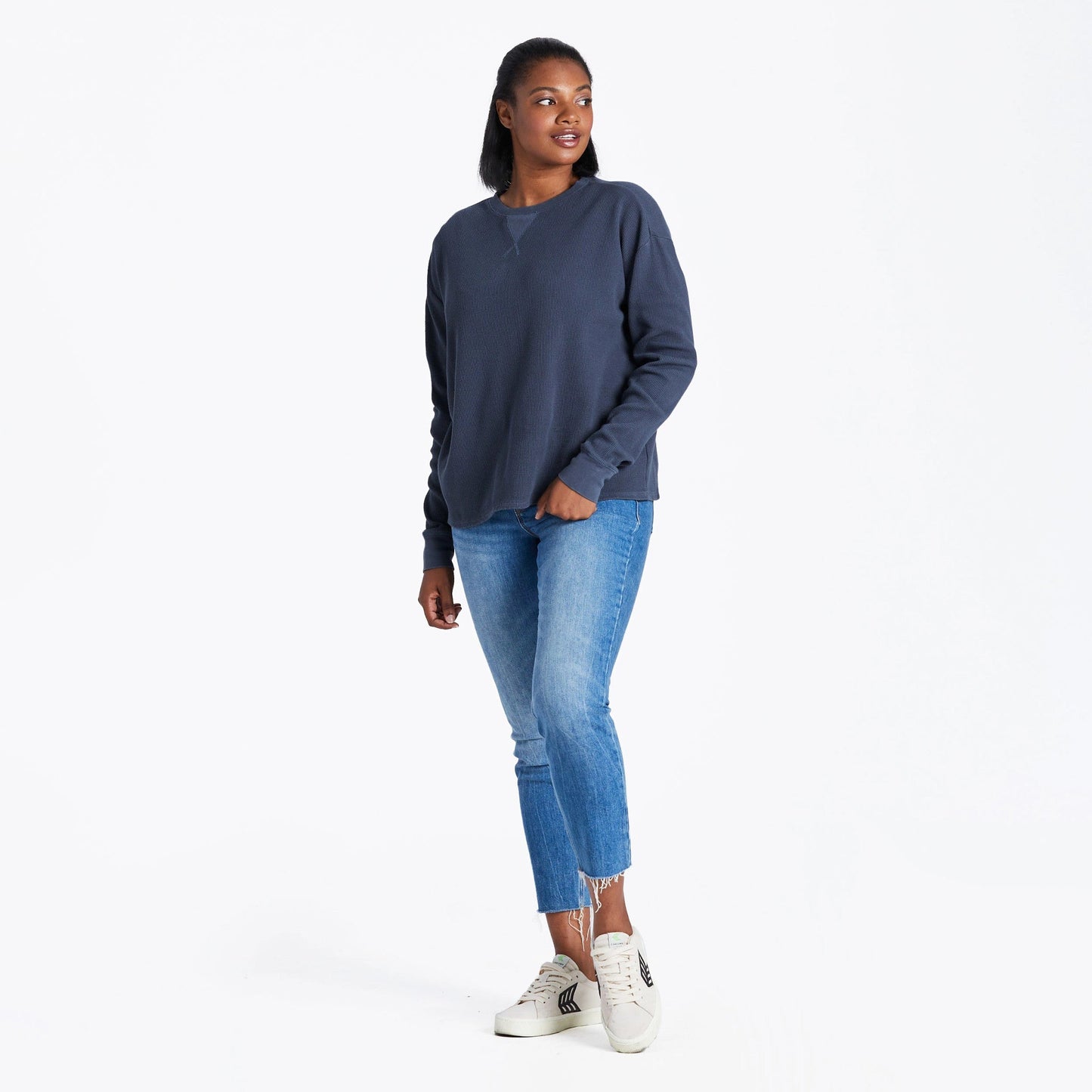 Women's Solid Long Sleeve Thermal Tee