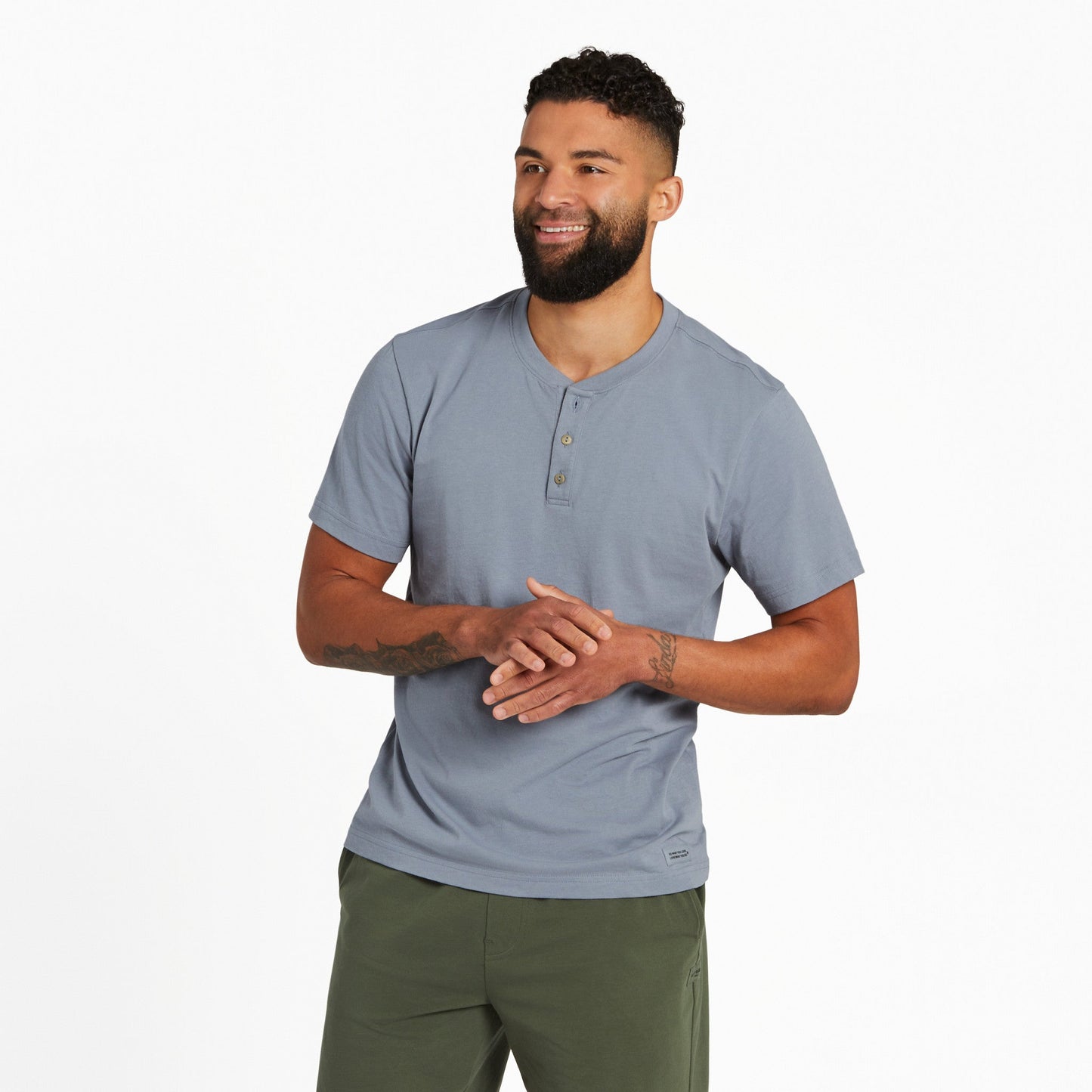 Men's Solid Short Sleeve Crusher-LITE Henley