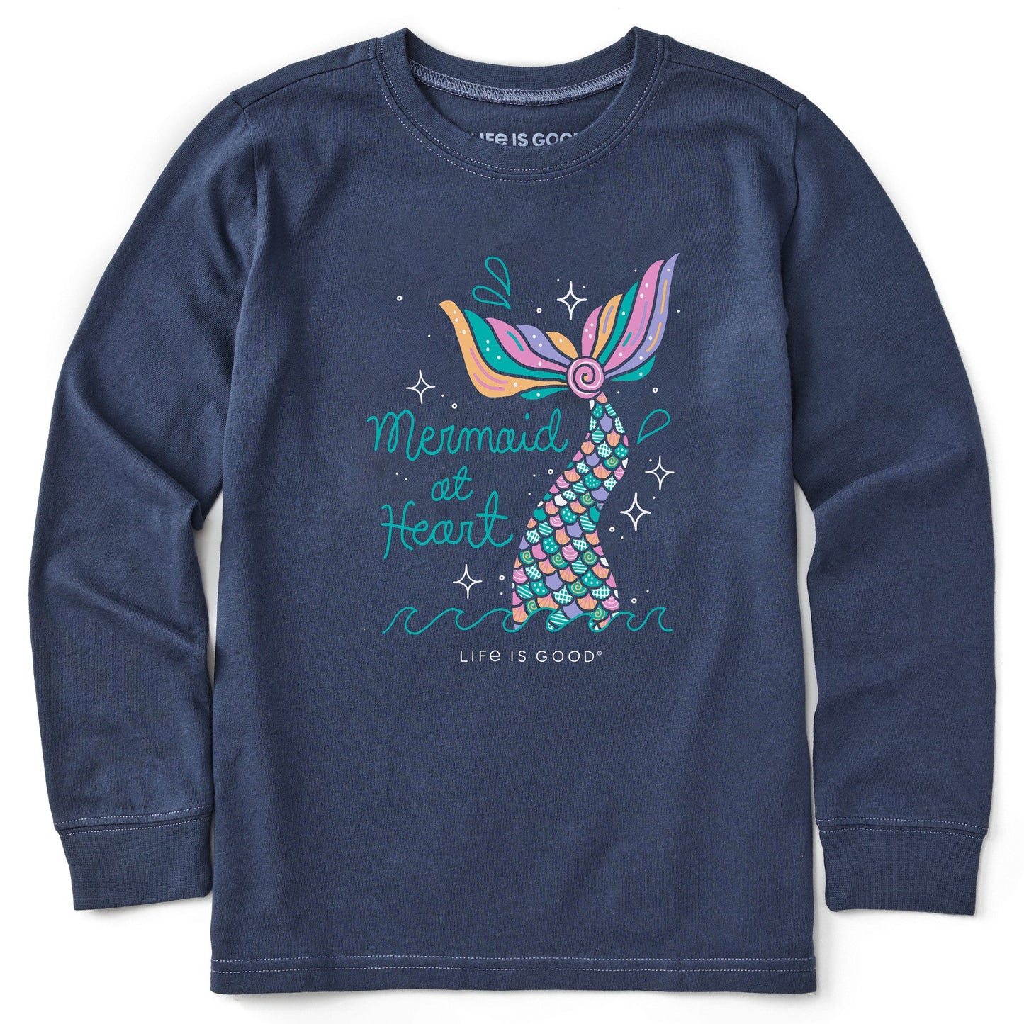 Kids Mermaid at Heart Long Sleeve Crusher Tee