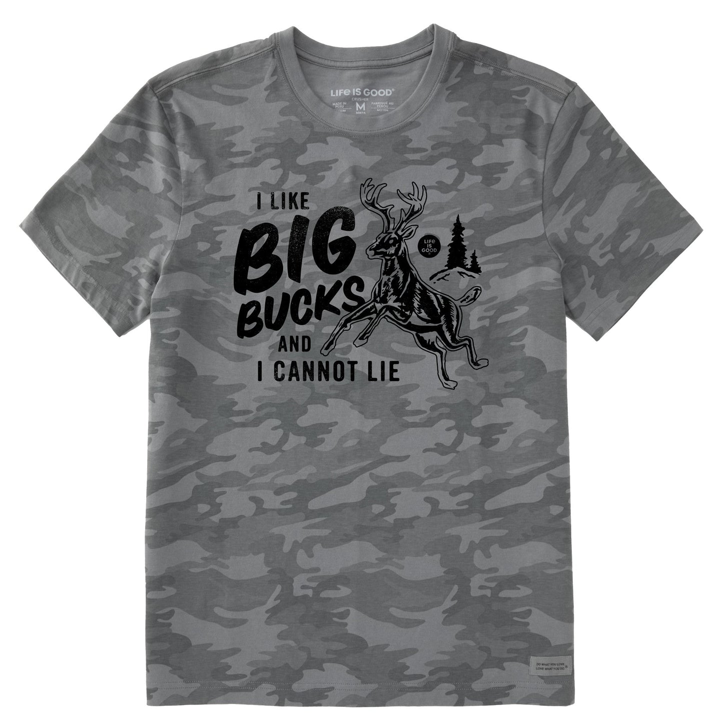 Men's I like Big Bucks Short Sleeve Allover Printed Crusher Tee