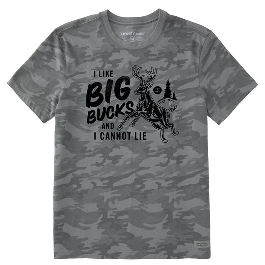 Men's I like Big Bucks Short Sleeve Allover Printed Crusher Tee