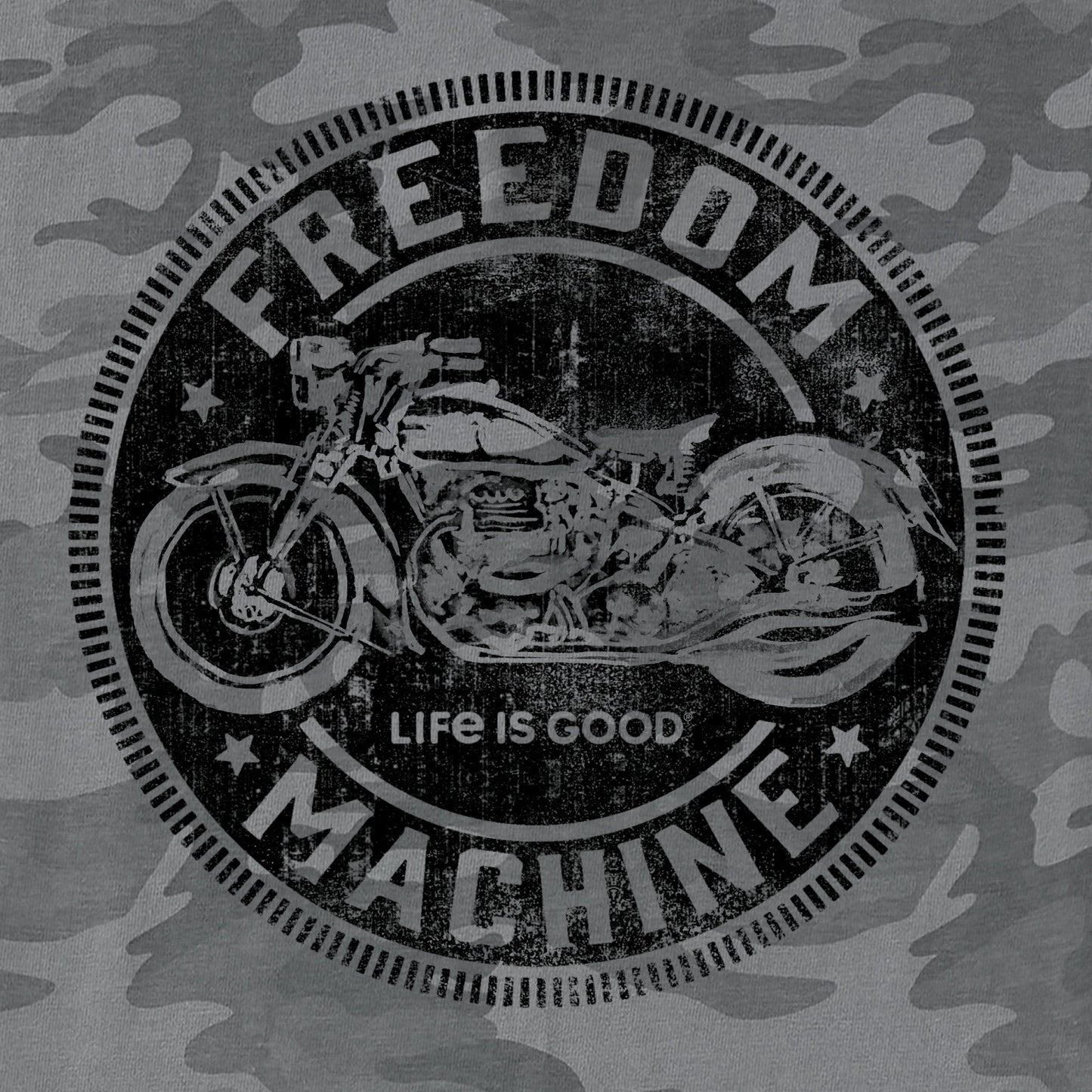 Men's Freedom Machine Motorcyle Short Sleeve Allover Printed Crusher Tee