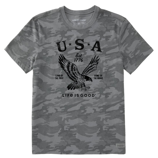 Men's USA 1776 Eagle Short Sleeve Allover Printed Crusher Tee