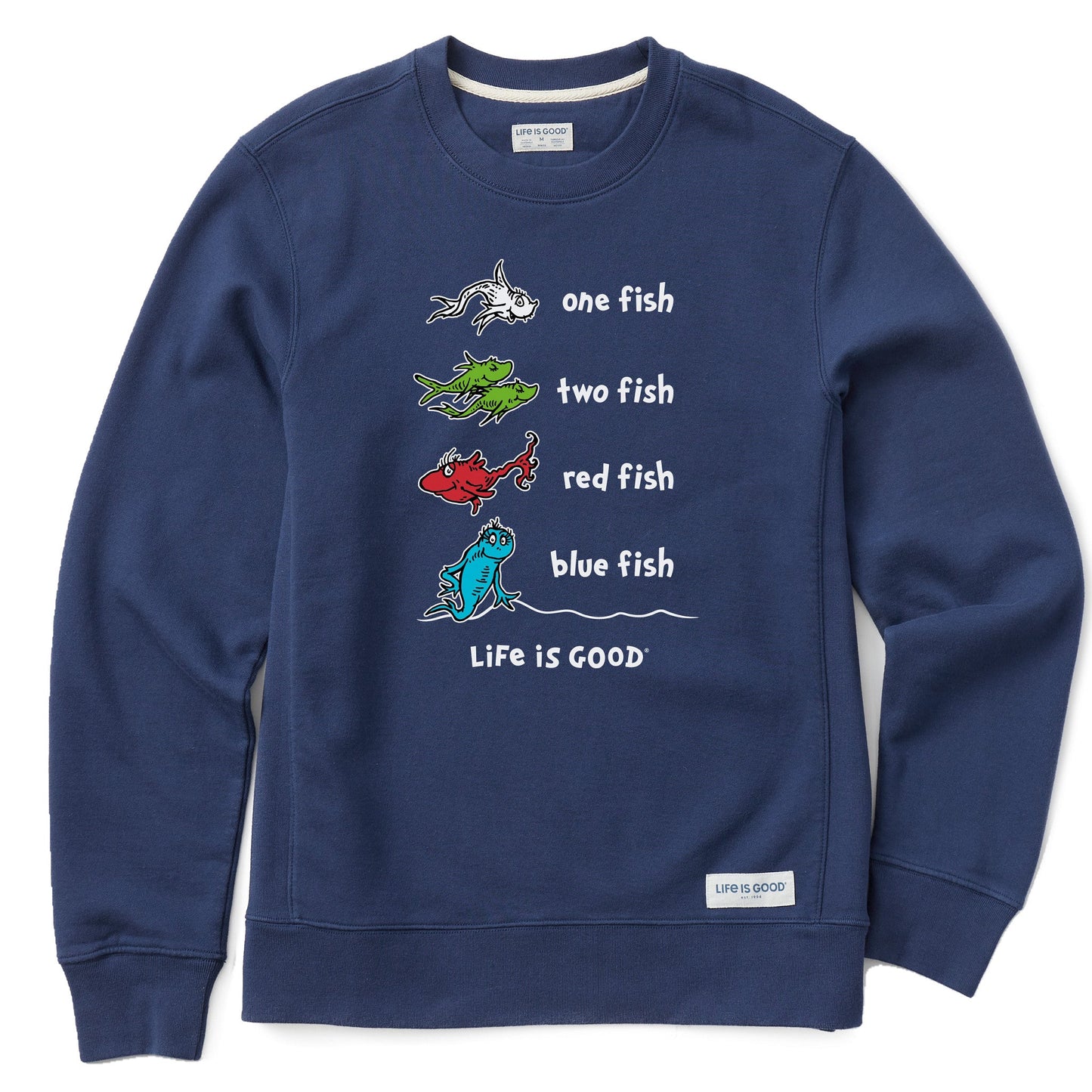 Men's One Fish Two Fish Book Cover Simply True Fleece Crew