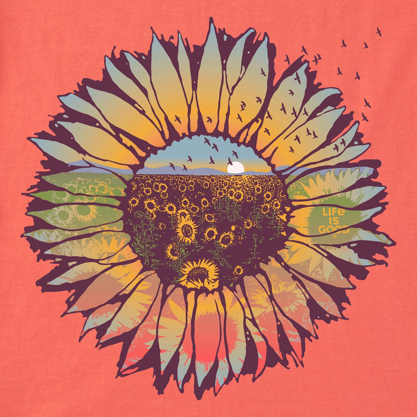 Women's Sunflowerscape Short Sleeve Crusher Tee