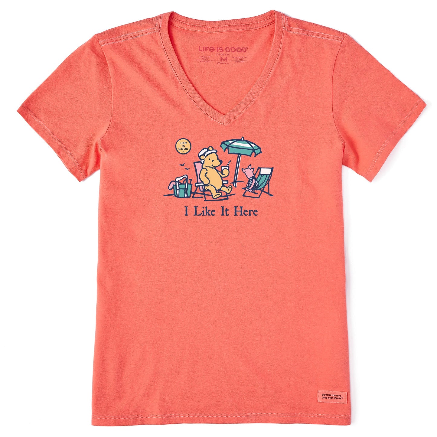 Women's Winnie & P I Like it Here Beach Short Sleeve Vee