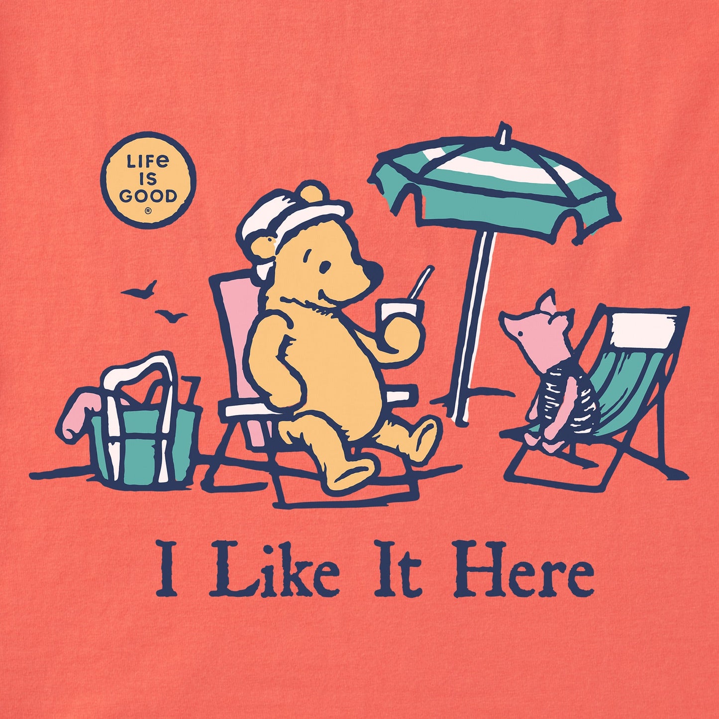 Women's Winnie & P I Like it Here Beach Short Sleeve Vee