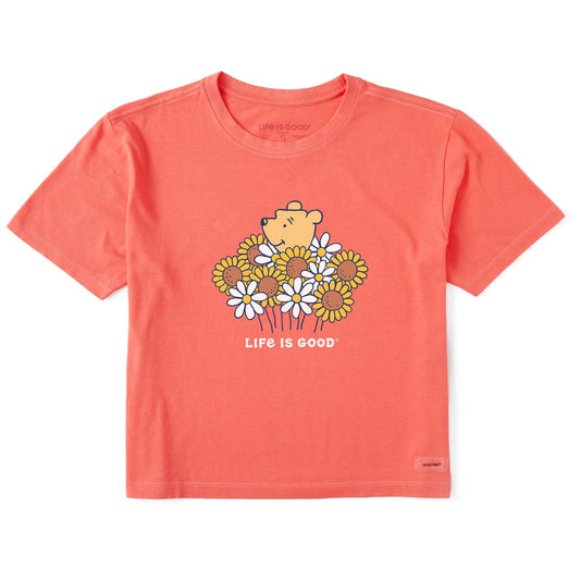 Women's Winnie Daisies & Sunflowers Short Sleeve Crusher Boxy Tee