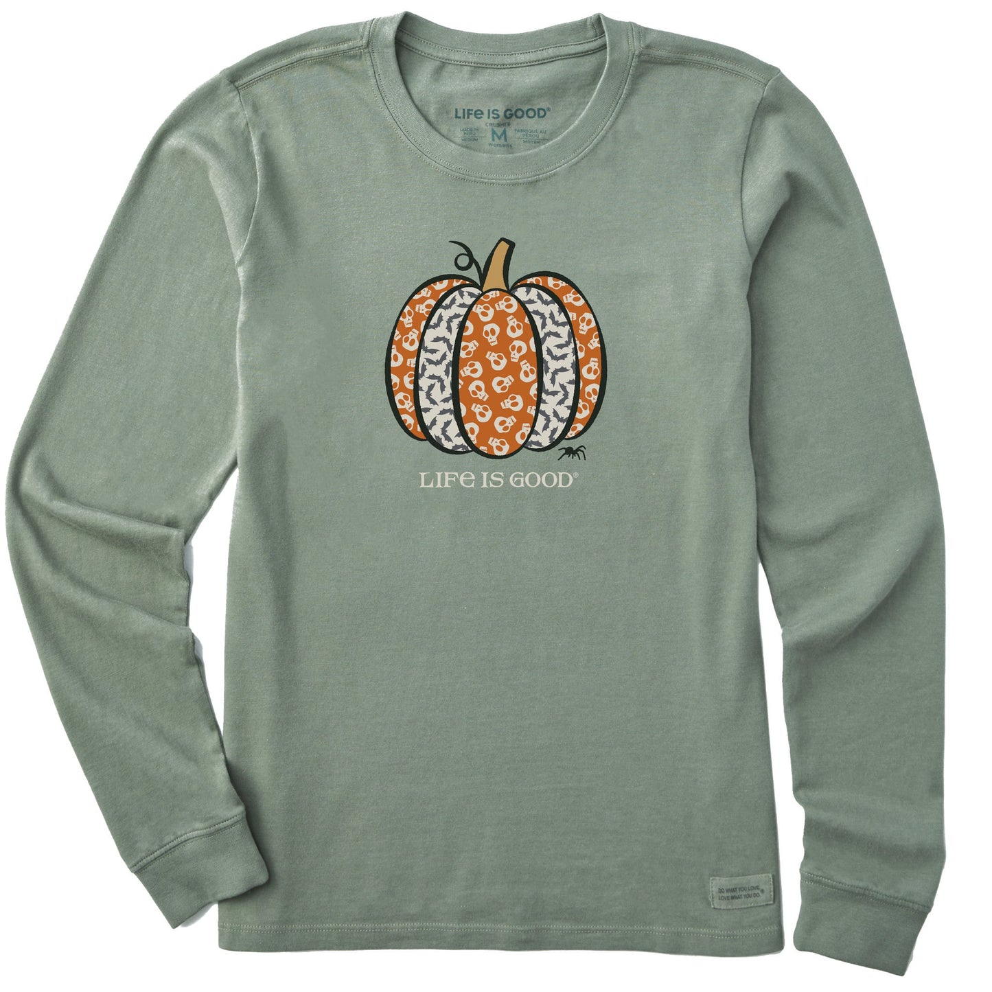 Women's Skull & Bats Pumpkin Long Sleeve Crusher Tee