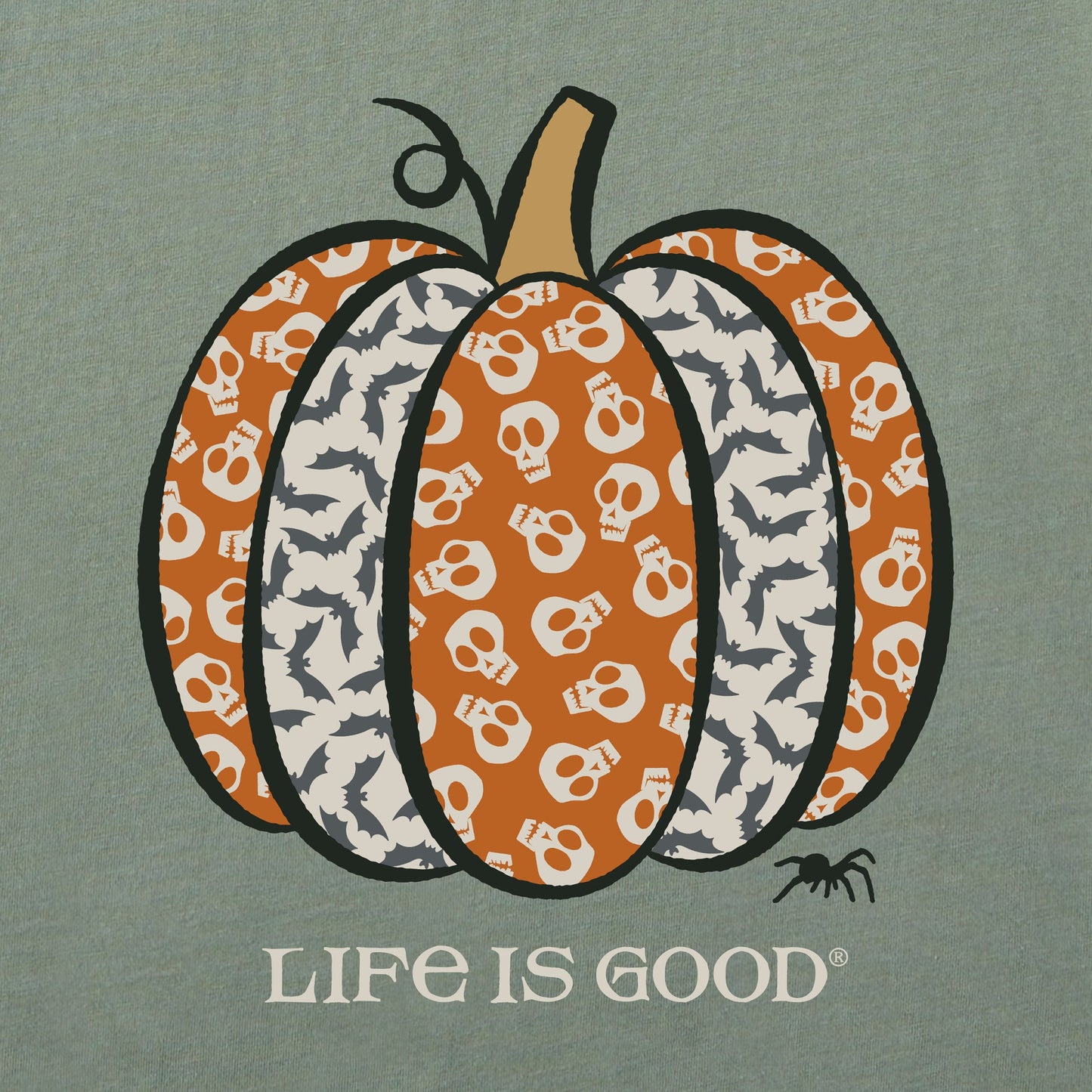 Women's Skull & Bats Pumpkin Long Sleeve Crusher Tee