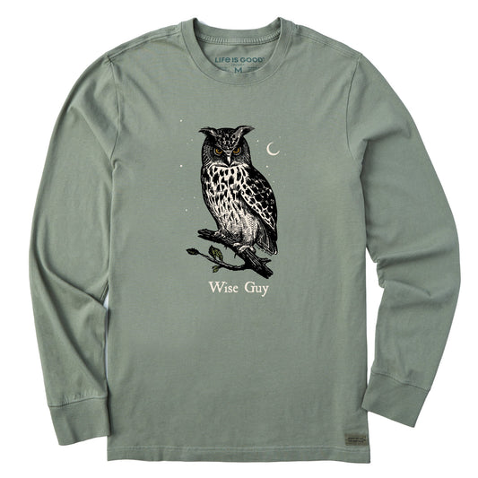 Men's Wise Guy Owl Long Sleeve Crusher Tee