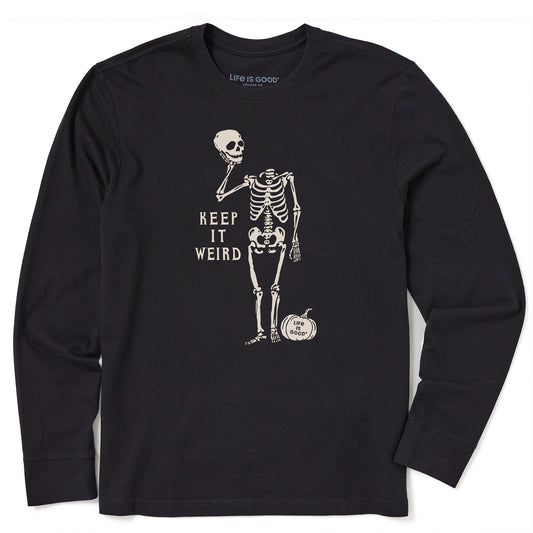 Men's Keep it Weird Skeleton Long Sleeve Crusher Tee