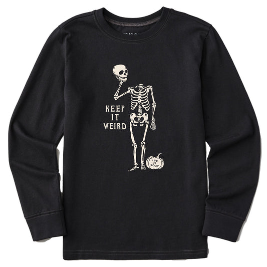 Kids Keep it Weird Skeleton Long Sleeve Crusher Tee