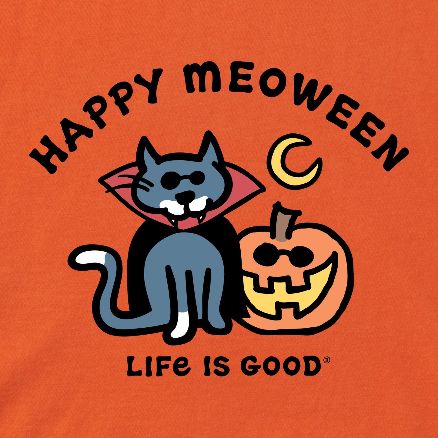 Kids Happy Meoween Cat & Pumpkin Short Sleeve Crusher Tee