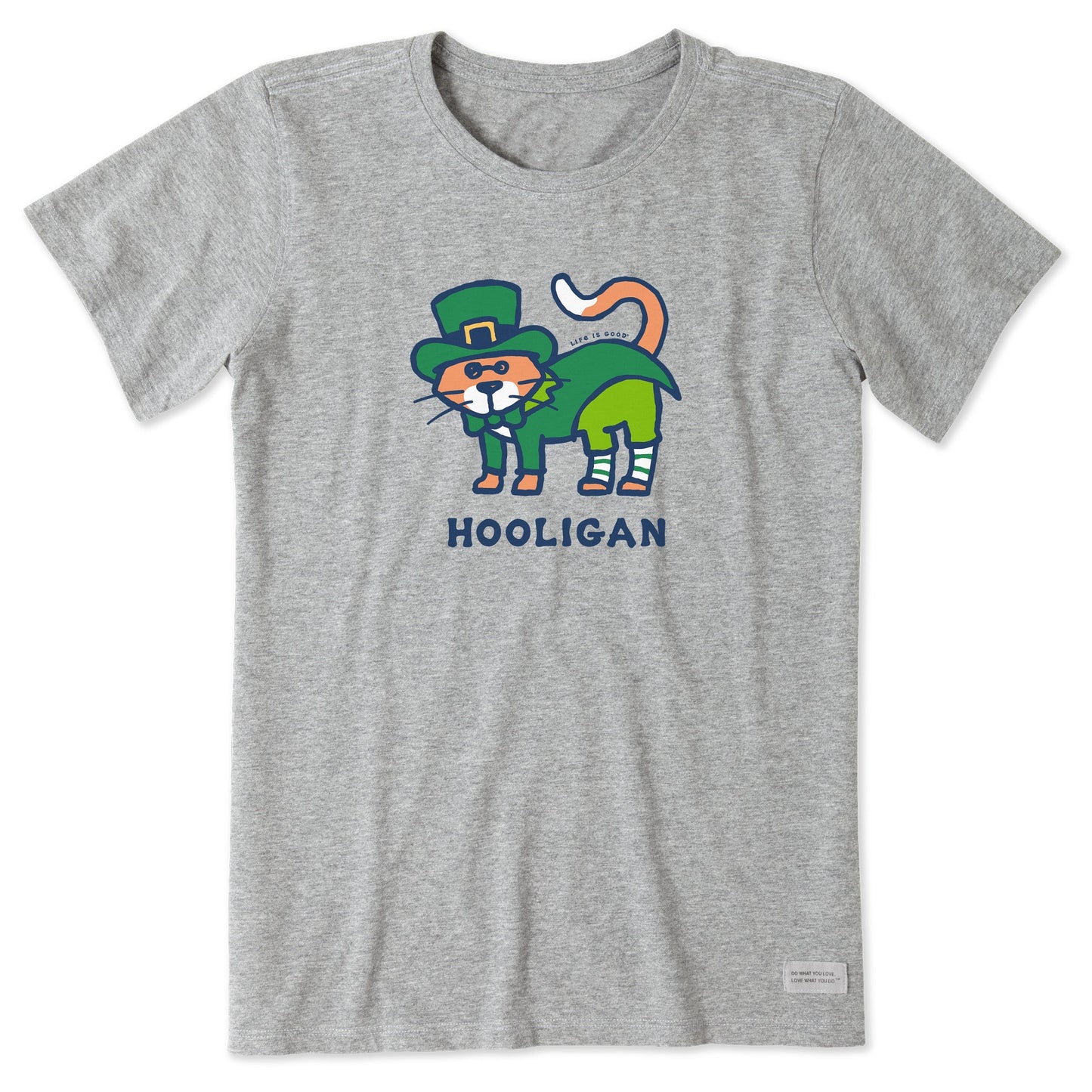 Women's Cat Lucky Leprechaun Short Sleeve Crusher Tee