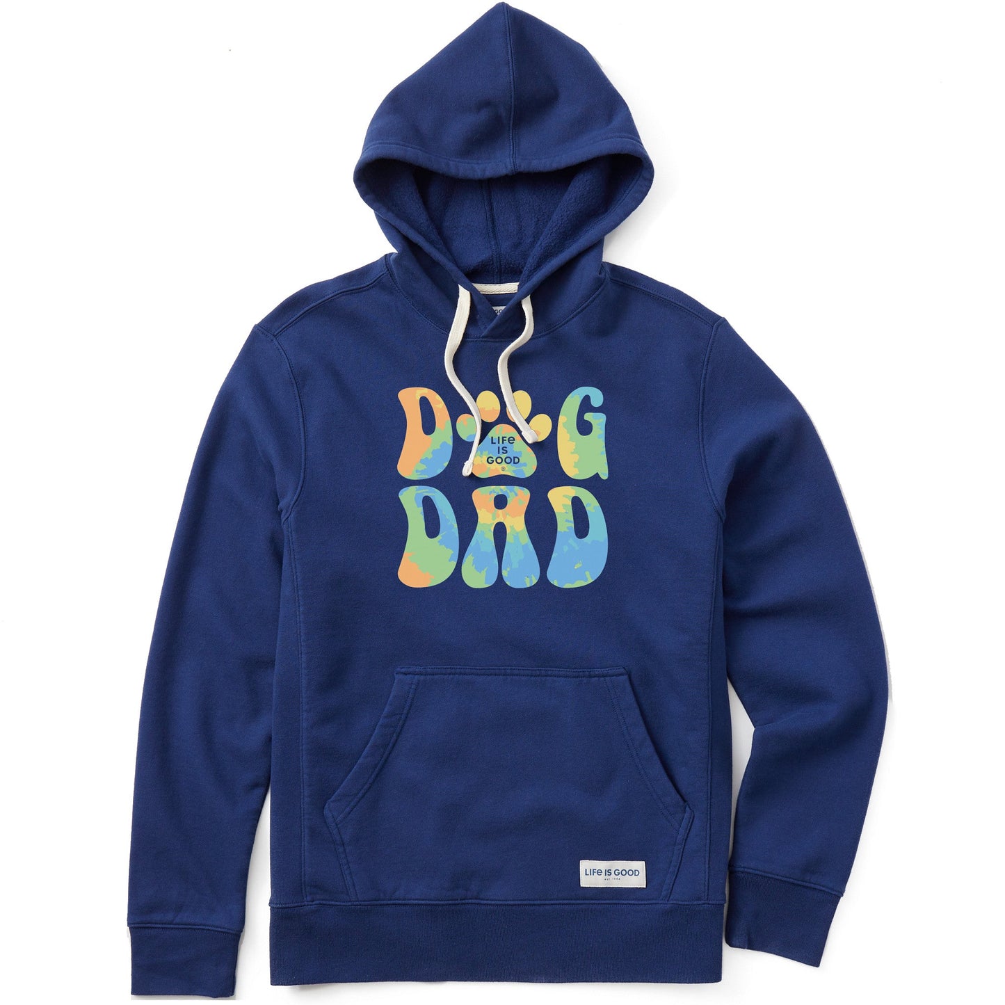 Men's Tie Dye Dog Dad Simply True Fleece Hoodie