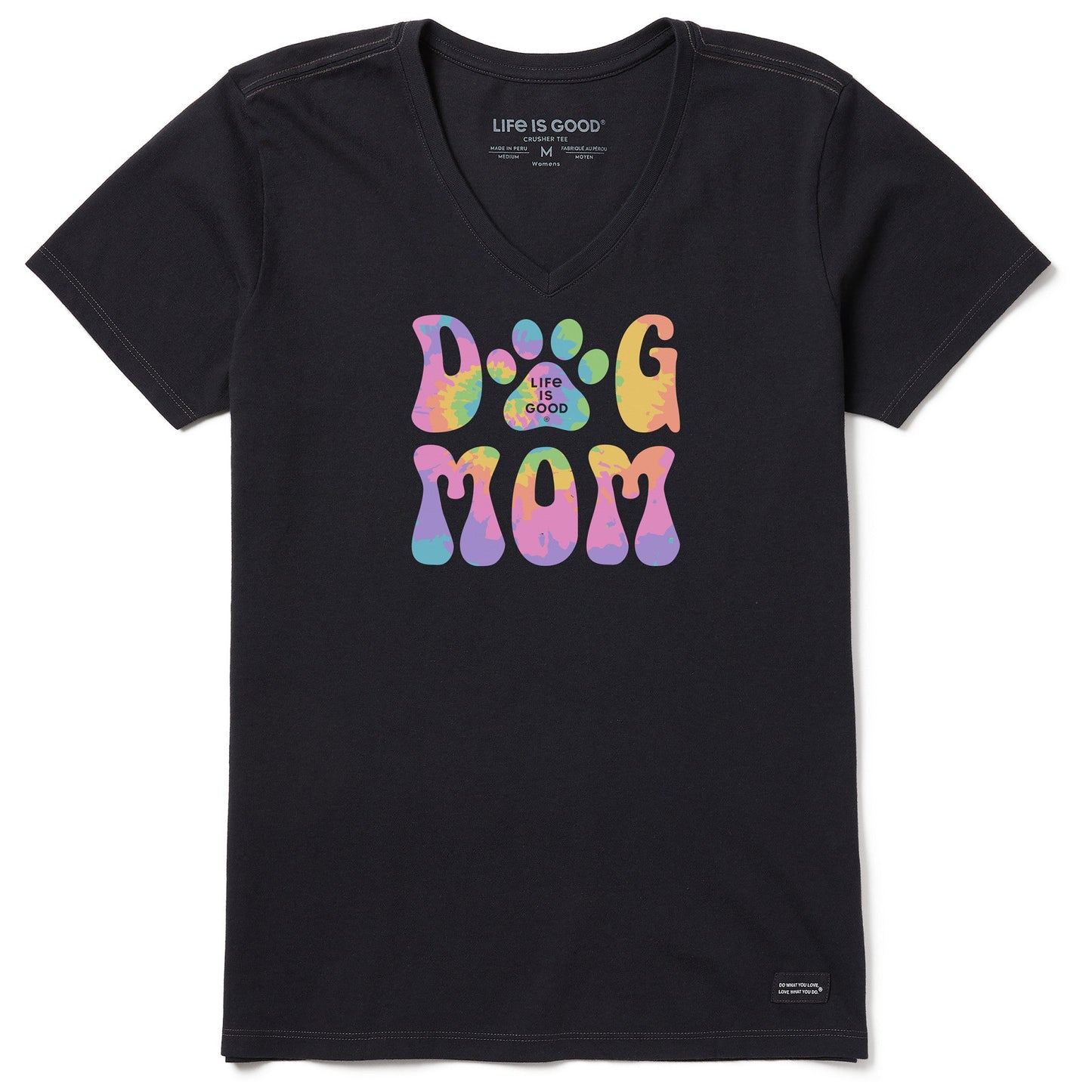 Women's Tie Dye Dog Mom Short Sleeve Vee