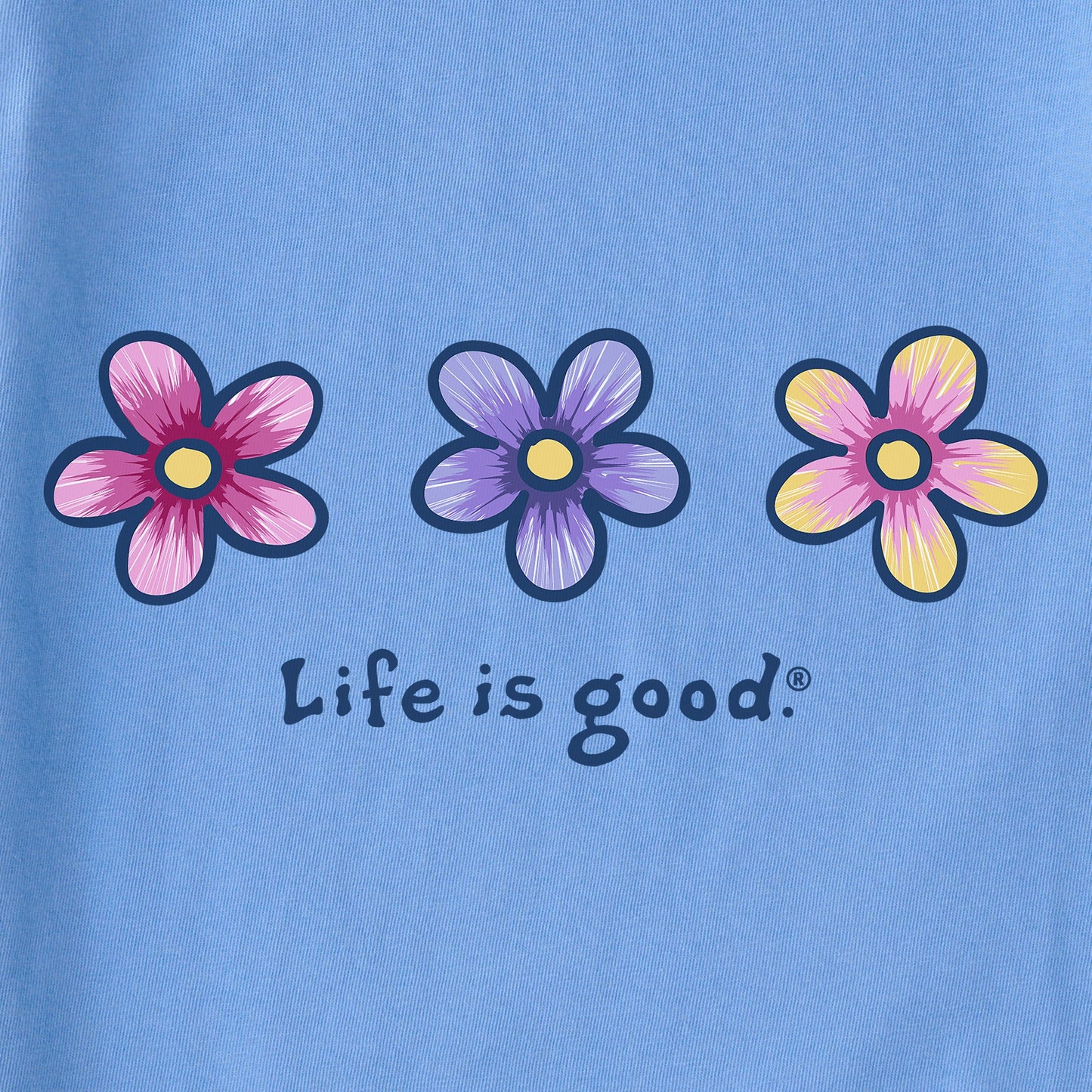 Women's Tie Dye Spatter Three Daisies Short Sleeve Vee