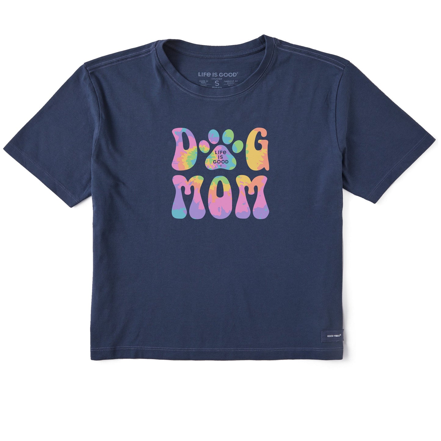 Women's Tie Dye Dog Mom Short Sleeve Crusher Boxy Tee