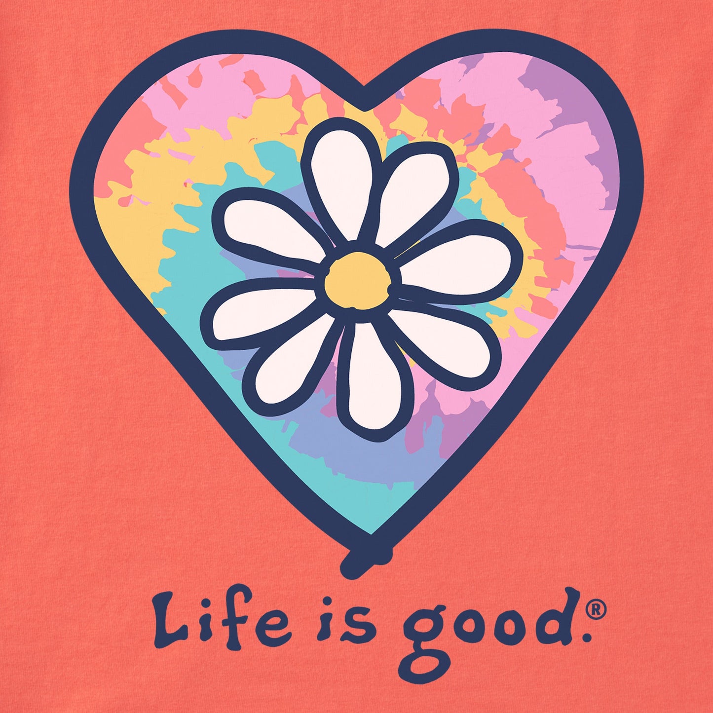 Women's Tie Dye Daisy Heart Short Sleeve Vee