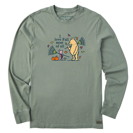 Men's Winnie I love Fall Most of All Long Sleeve Crusher Tee