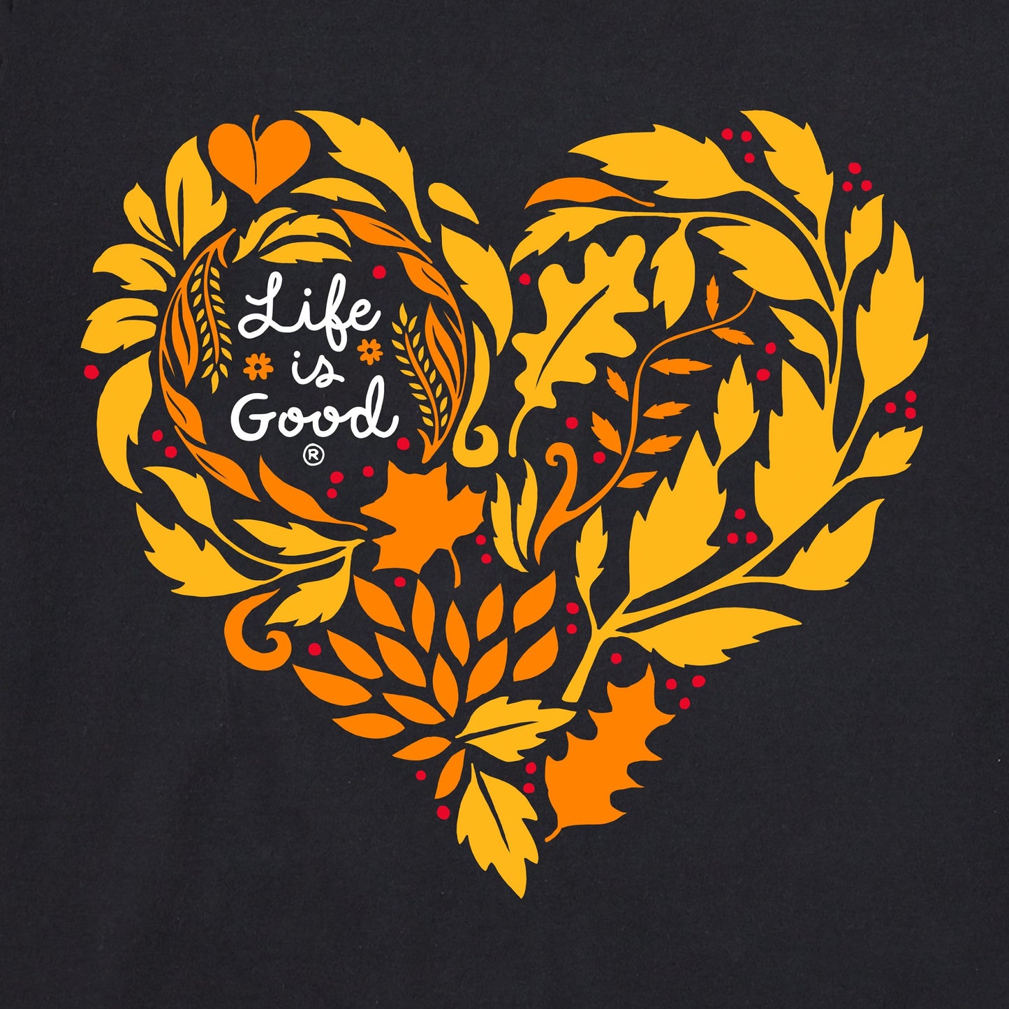 Women's Fall Leafy Heart Long Sleeve Crusher Vee