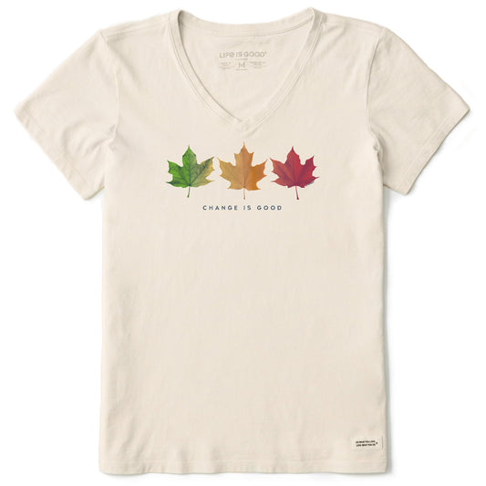Women's Change is Good 3 Leaves Short Sleeve Crusher Vee