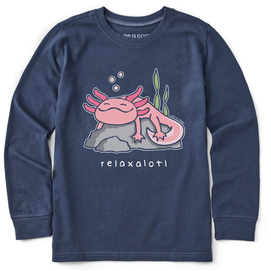 Kids Relaxalotl Long Sleeve Crusher Tee