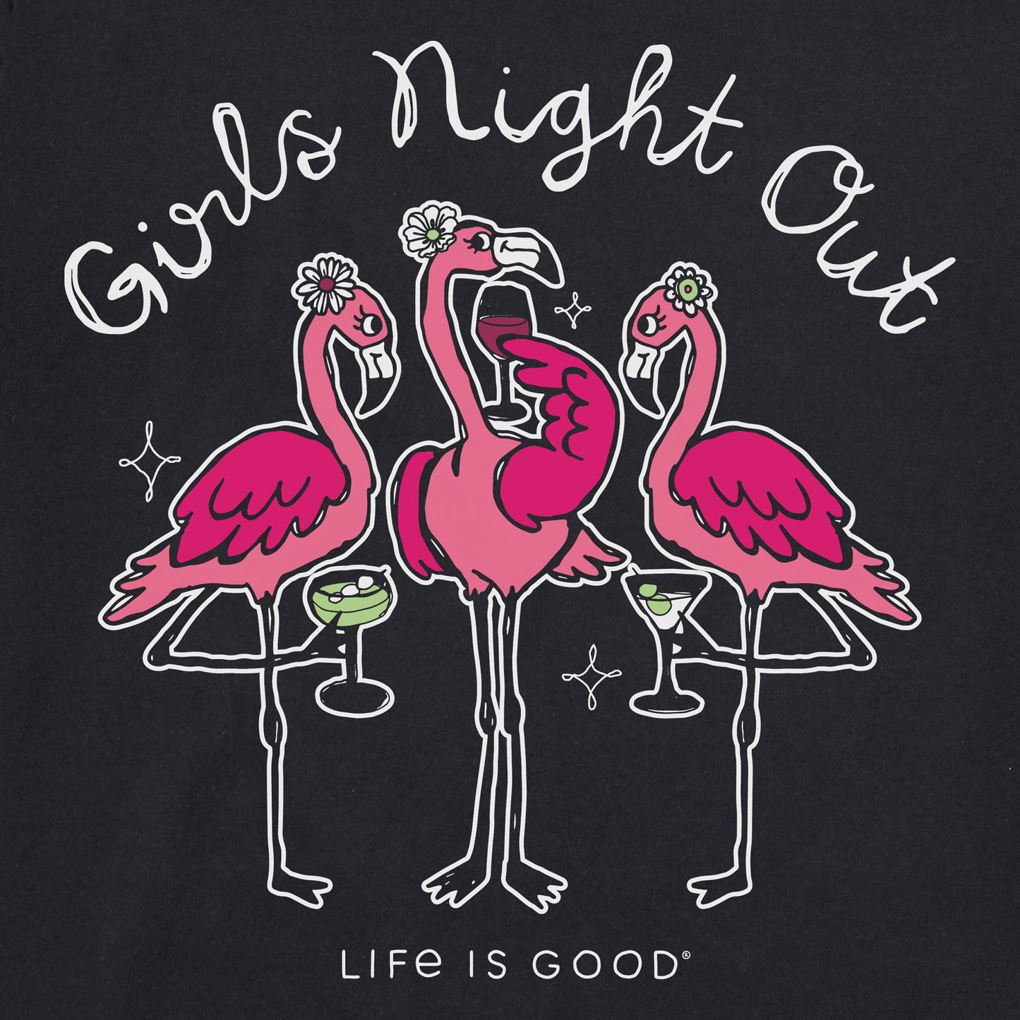 Women's Girls Night Out Flamingo Short Sleeve Crusher Vee