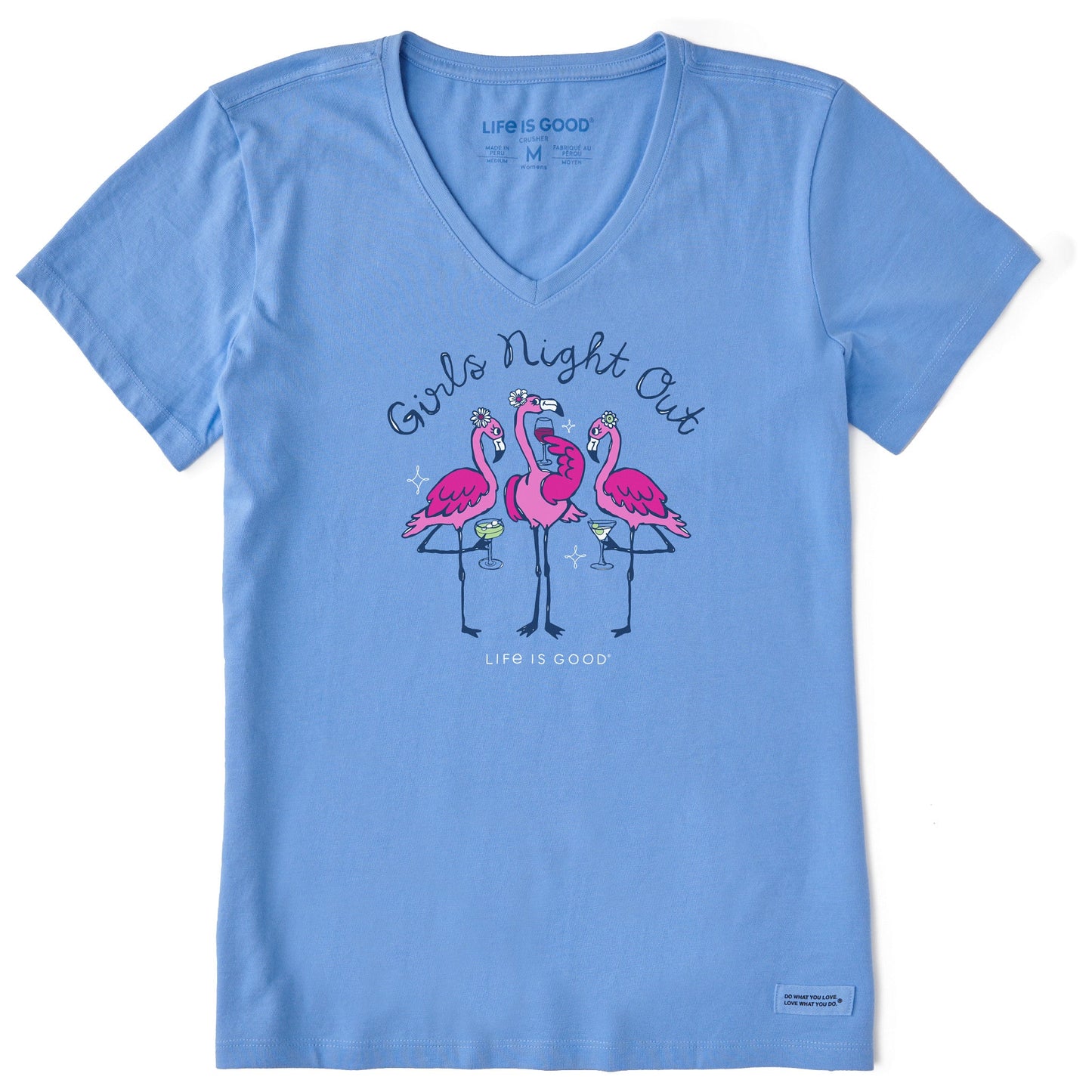 Women's Girls Night Out Flamingo Short Sleeve Crusher Vee