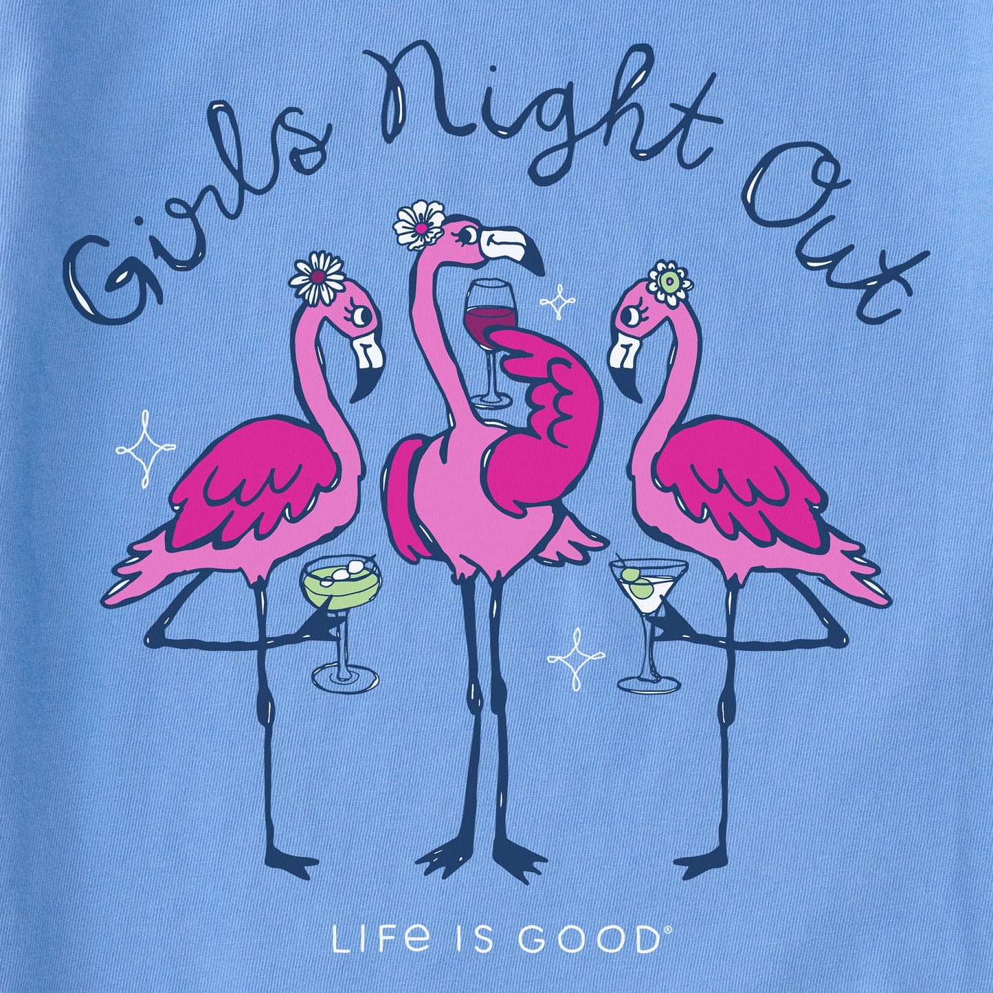 Women's Girls Night Out Flamingo Short Sleeve Crusher Vee