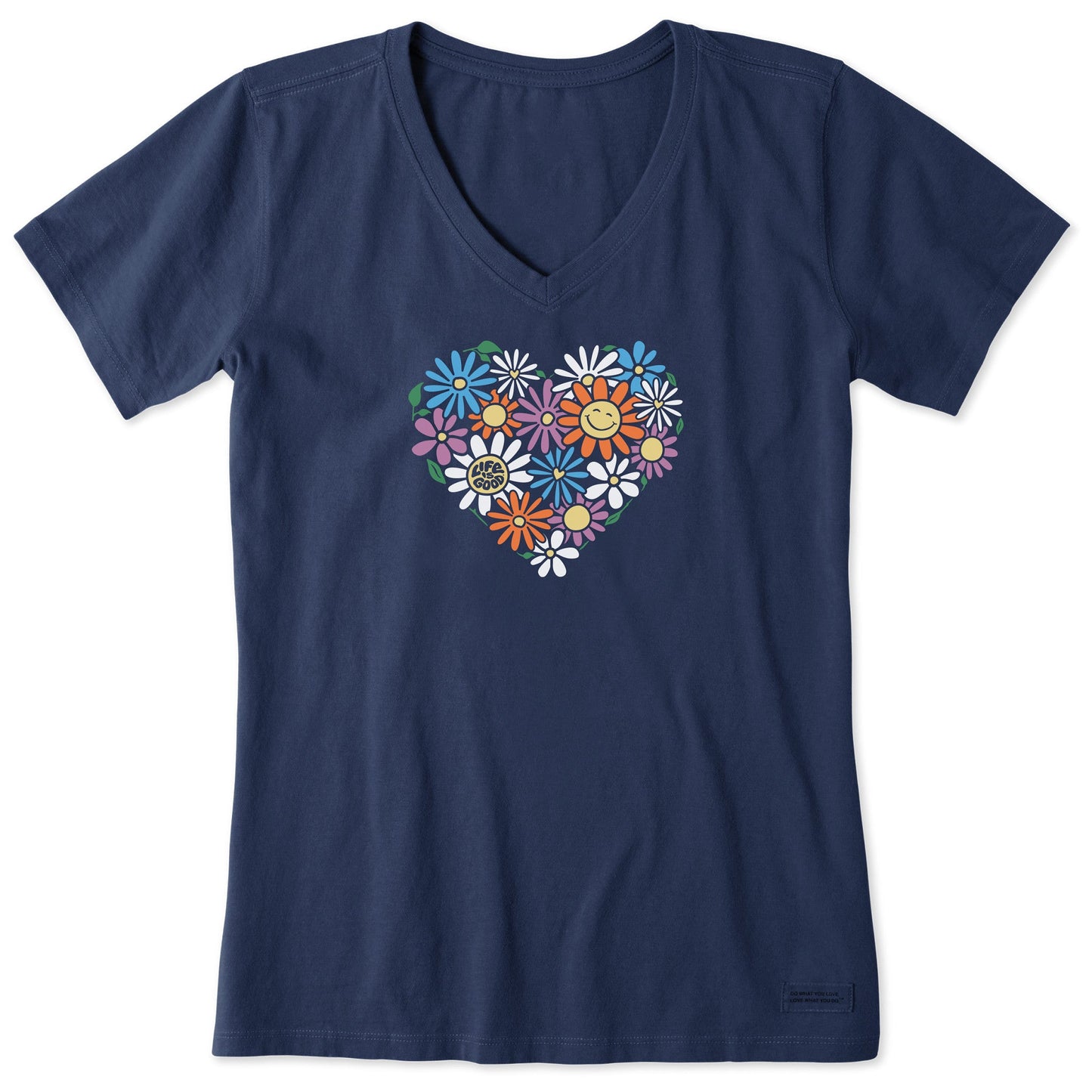 Women's Flower Heart Short Sleeve Vee