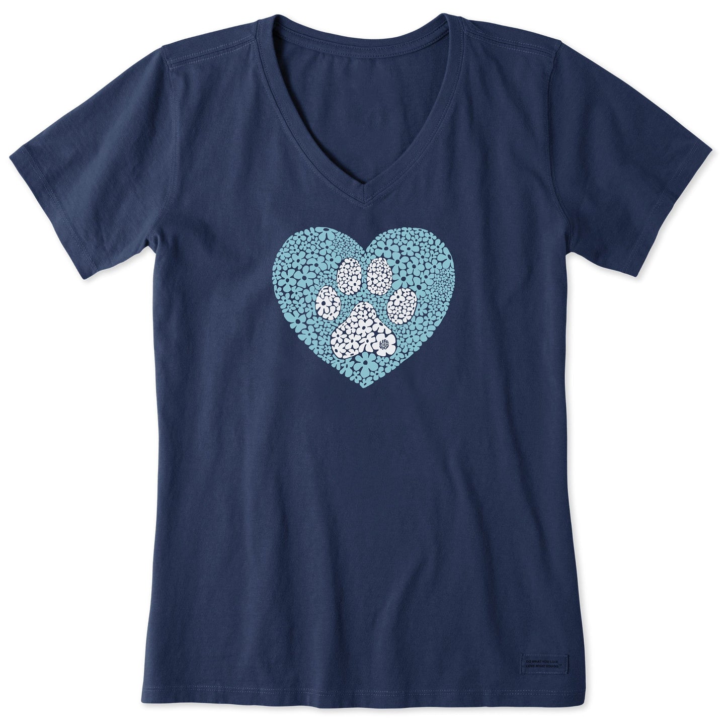 Women's Daisy Heart Paw Short Sleeve Vee