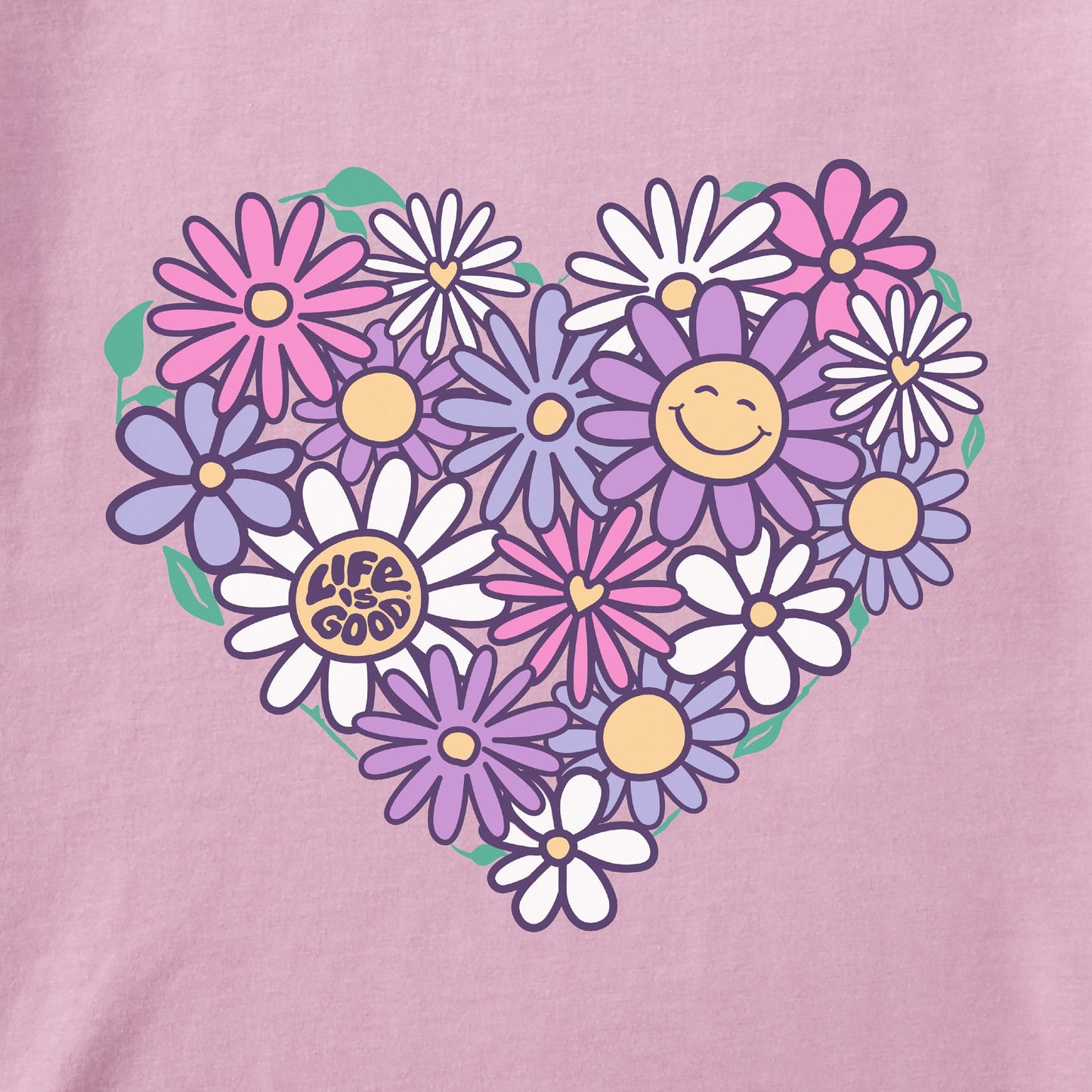 Women's Flower Heart Short Sleeve Crusher Boxy Tee