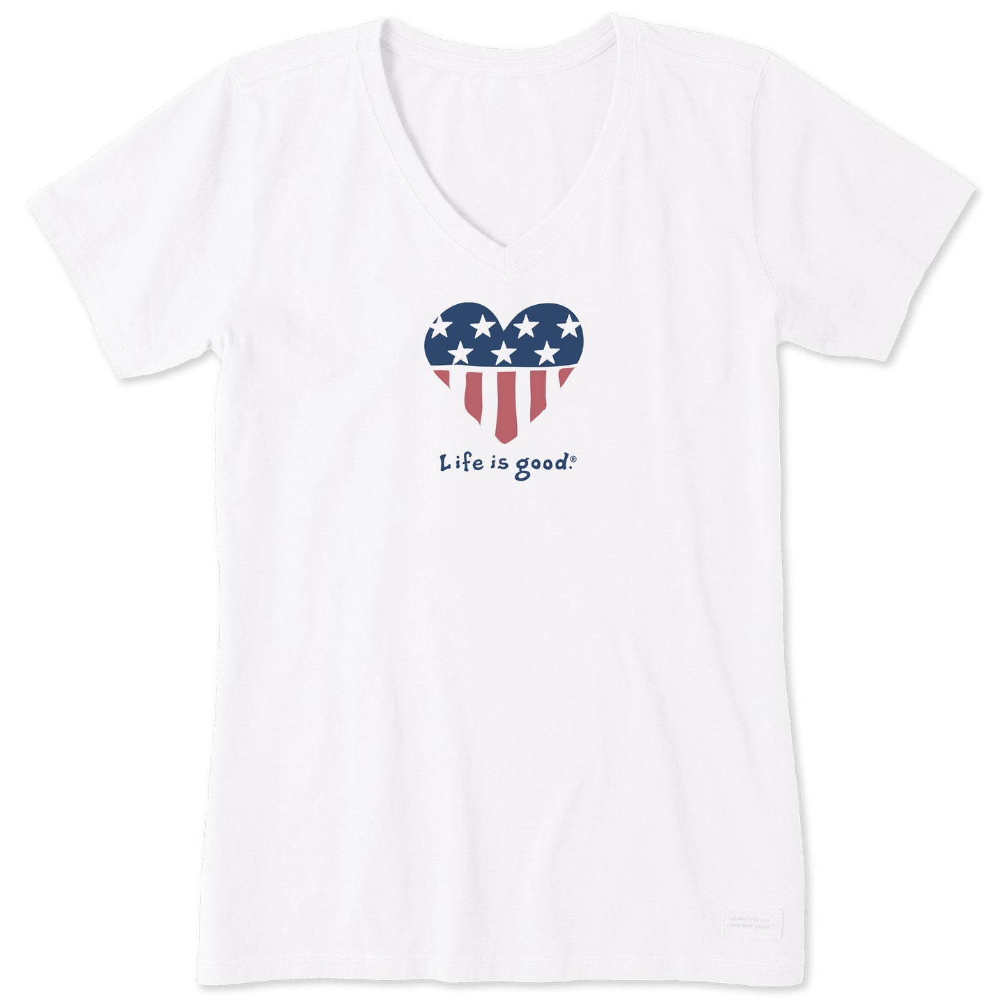 Women's USA Heart Short Sleeve Crusher Vee