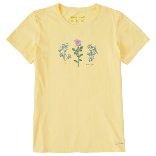 Women's 3 Botanical Rose Jasmine Short Sleeve Crusher Tee