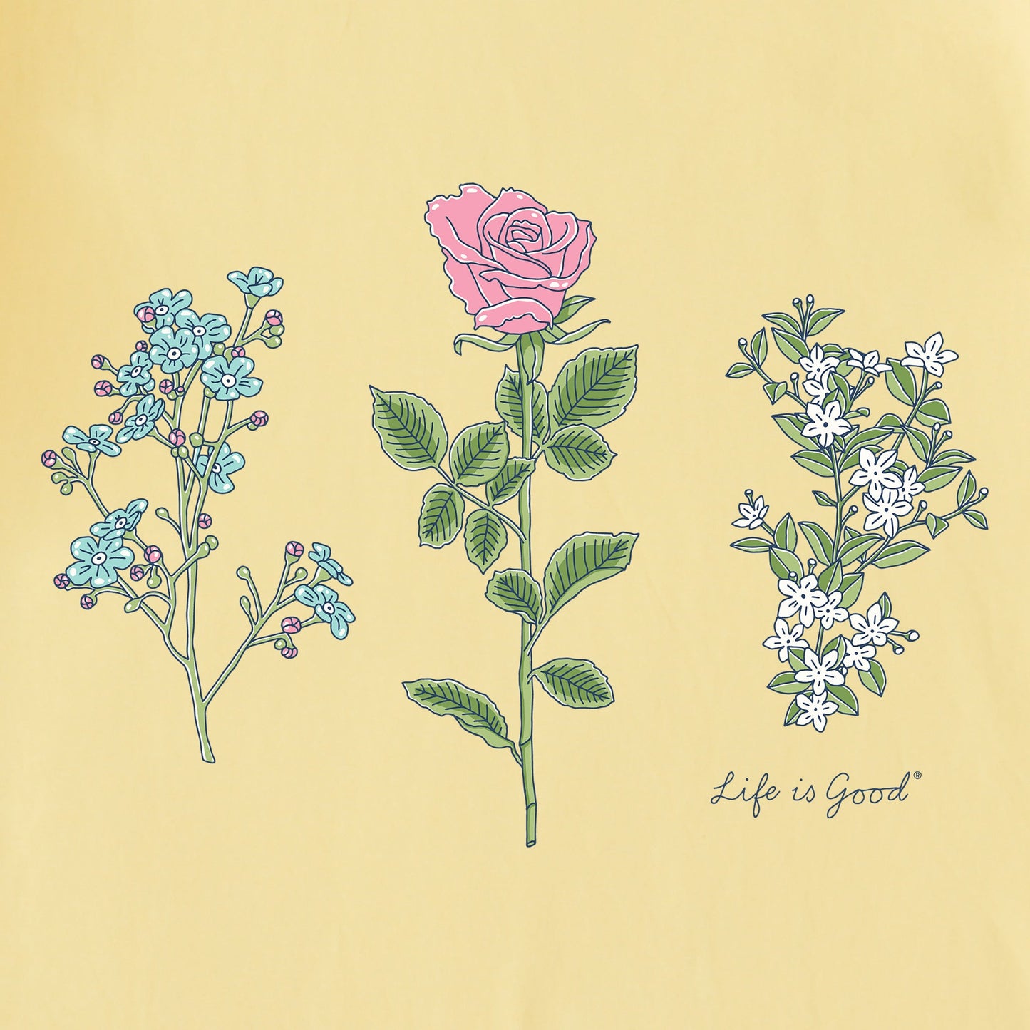 Women's 3 Botanical Rose Jasmine Short Sleeve Crusher Tee