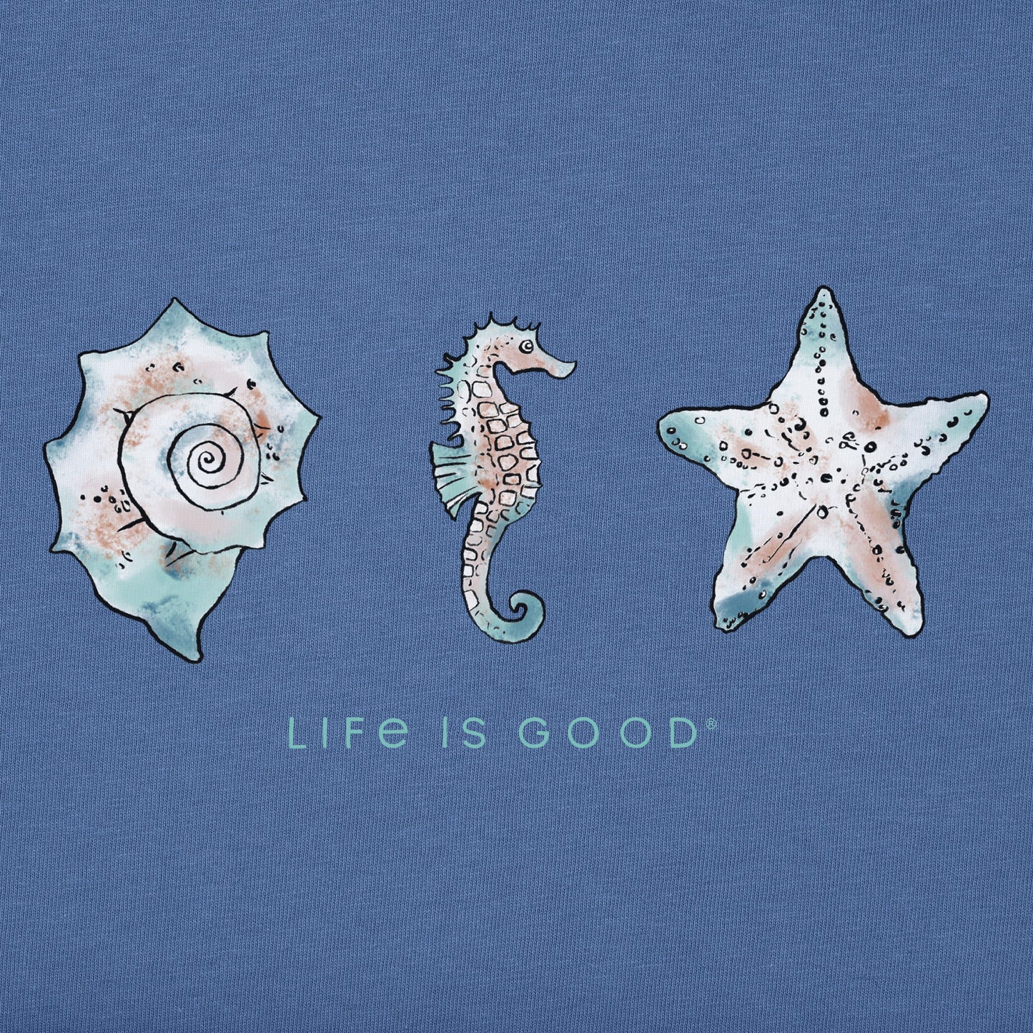 Women's Sea Life and Shells Short Sleeve Vee