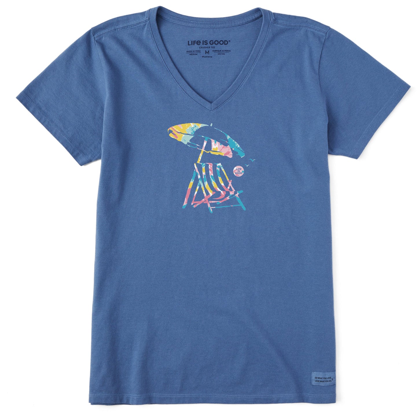 Women's Tie Dye Beach Umbrella Short Sleeve Vee