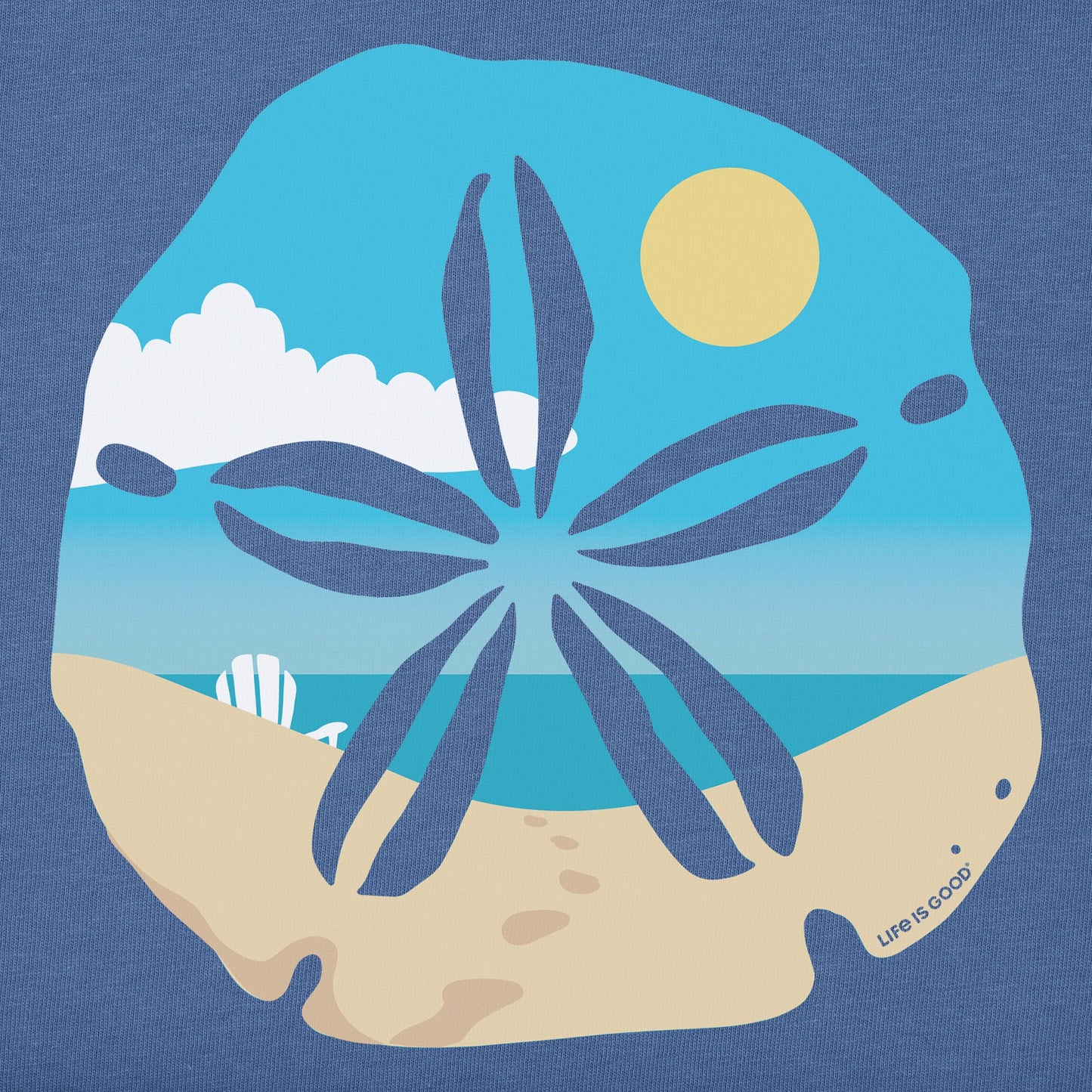 Women's Sand Dollar Beach Scene Short Sleeve Vee