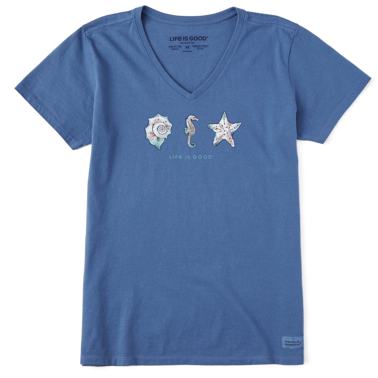 Women's Sea Life and Shells Short Sleeve Vee